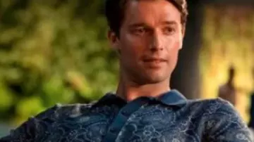 The White Lotus S03 Saxon Ratliff Medallion Print Shirt worn by Saxon Ratliff (Patrick Schwarzenegger) as seen in The White Lotus (S03)
