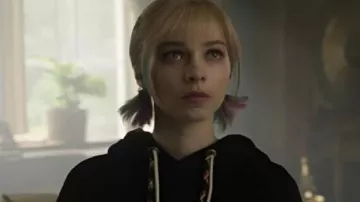 Wednesday Embroidered Cropped Hoodie worn by (Emma Myers) as seen in Wednesday (S02E08)