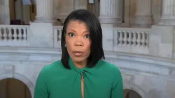 Donna Morgan Twisted Neck 3/4 Sleeve Sheath Dress worn by Nikole Killion as seen in CBS Mornings on September 4, 2025