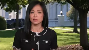 Haut Ramy Brook Sandra porté par Weijia Jiang tel qu’on le voit dans CBS Mornings le 4 septembre 2025