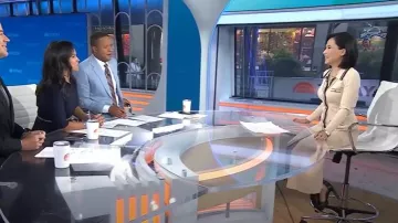 Sandro Alexandrine Knit Midi Dress worn by Vicky Nguyen as seen in Today on September 4, 2025