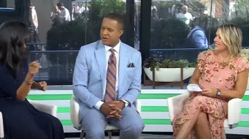 Julia Jordan Floral Print Flutter Sleeve Midi Dress worn by Dylan Dreyer as seen in Today on September 4, 2025