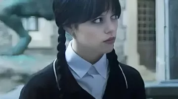 Wednesday S2 Jenna Ortega Layered Polo Shirt worn by Wednesday Addams / Goody Addams (Jenna Ortega) as seen in Wednesday (S02E08)