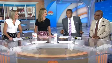 Loft Ruffle Tie Neck Sweater Tee by worn by Dylan Dreyer as seen in Today on September 5, 2025