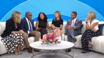 Eliza J Polka Dot Wide Leg Crepe Pants worn by Dylan Dreyer as seen in Today on  September 5, 2025