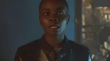Wednesday S2 Bianca Barclay Leather Bomber Jacket worn by Bianca Barclay (Joy Sunday) as seen in Wednesday (S02E07)