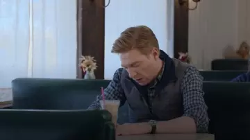 Isai Suede Reversible Vest worn by Ned Sampson (Domhnall Gleeson) as seen in The Paper (S01E09)