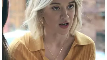 The Life List 2025 Chelsea Frei Yellow Sweater worn by Megan (Chelsea Frei) as seen in The Life List