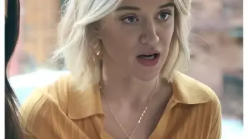 The Life List 2025 Chelsea Frei Yellow Sweater worn by Megan (Chelsea Frei) as seen in The Life List