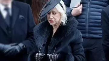 Helen Mirren MobLand Black Coat worn by Maeve Harrigan (Helen Mirren) as seen in MobLand (S01)