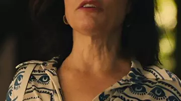 The White Lotus Parker Posey Printed Mini Shirt Dress worn by Victoria Ratliff (Parker Posey) as seen in The White Lotus (S03)