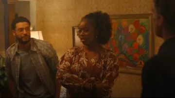 A.N.A Embroidered Long Sleeve Blouse worn by Joy Kamara (Reese Antoinette) as seen in Dexter: Resurrection (S01E02)