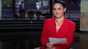 Roxanne Assoulin Happy Heart Necklace worn by Donna Farizan as seen in Today with Jenna & Friends on September 8, 2025