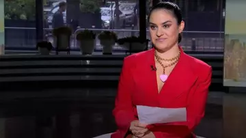 Roxanne Assoulin Happy Heart Necklace worn by Donna Farizan as seen in Today with Jenna & Friends on September 8, 2025