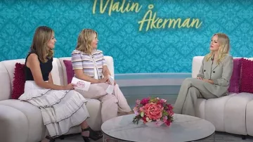 Lily Silk Double Breasted Lapel Blazer worn by Malin Åkerman as seen in Today with Jenna & Friends on September 8, 2025