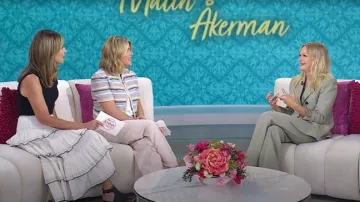 Lily Silk Silk-Wool Twill Flare Pants worn by Malin Åkerman as seen in Today with Jenna & Friends on September 8, 2025
