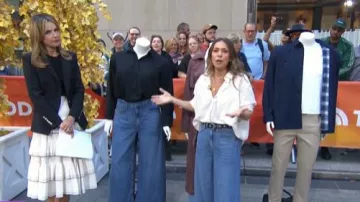 A New Day Oversized Long Sleeve Crinkle Button-Down Shirt worn by Melissa as seen in Today on September 8, 2025