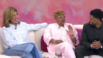 Veronica Beard Vicki Patchwork Wide-Leg Jeans worn by Hoda Kotb as seen in Today on September 9, 2025