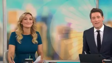 Calvin Klein Classic Belted Sheath Dress worn by Kelly O'Grady as seen in CBS Mornings on September 9, 2025