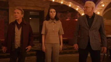 Rosetta Getty Boxy Polo Shirt and Cropped Flare Pants worn by Mabel Mora (Selena Gomez) as seen in Only Murders in the Building (S05E03)