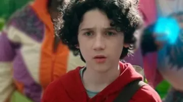 Minecraft Movie Sebastian Eugene Hansen Red Hoodie worn by (Sebastian Eugene Hansen) as seen in A Minecraft Movie