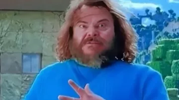 Minecraft Movie Jack Black Sweater worn by Steve (Jack Black) as seen in A Minecraft Movie