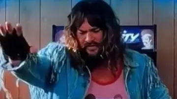 Jason Momoa A Minecraft Movie 2025 Blue Fringe Jacket worn by Garrett (Jason Momoa) as seen in A Minecraft Movie