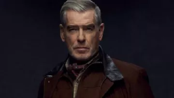 MobLand 2025 Pierce Brosnan Brown Jacket worn by Conrad Harrigan (Pierce Brosnan) as seen in MobLand (S01)