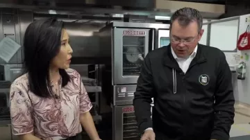 Scotch & Soda Marble Print Top worn by Vicky Nguyen as seen in Today on  September 10, 2025