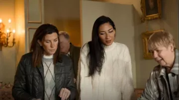 Superdry Vintage High Neck Raglan Knit Jumper worn by Zara as seen in The Inheritance (S01E04)