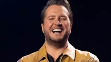 American Idol 2025 Luke Bryan Stud Embellished Leather Jacket worn by Luke Bryan as seen in American Idol
