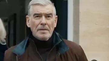 Pierce Brosnan MobLand 2025 Brown Jacket worn by Conrad Harrigan (Pierce Brosnan) as seen in MobLand (S01)