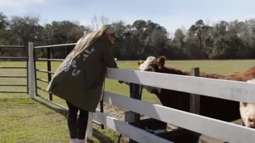 Zara I Really Don't Care Do U Melania Trump Green Parka worn by Veronica Peters as seen in Welcome to Plathville (S07E08)