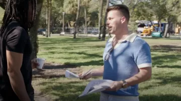 Polo de mezcla de lana y algodón Horton marrón Horton de Orlebar en azul usado por Jovi como se ve en 90 Day Fiancé: Happily Ever After? (S09E09)