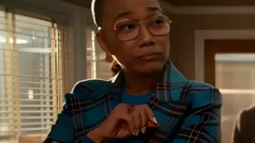 Will Trent S03 Amanda Wagner Blue Plaid Blazer worn by Amanda Wagner (Sonja Sohn) as seen in Will Trent (S03)