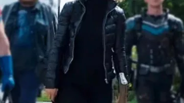 Black Puffer Jacket worn by Emilia Harcourt (Jennifer Holland) in Peacemaker 2022