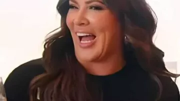 TRHOC S19 Black Tiger Graphic Sweater worn by Self (Emily Simpson) as seen in The Real Housewives of Orange County (S19E07)