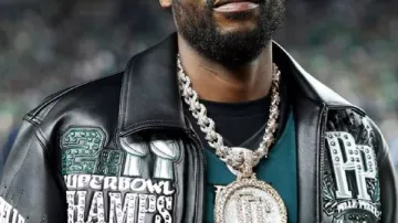 Meek Mill Eagles Blouson en cuir noir