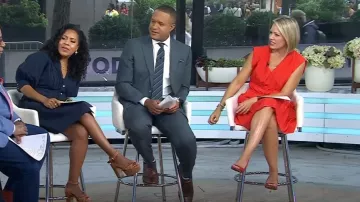 Eliza J Obi Gathered Tie Waist Dress worn by Dylan Dreyer as seen in Today on September 13, 2025