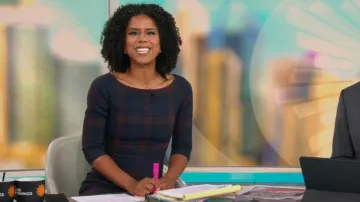 Robe à carreaux Zara portée par Adriana Diaz vue dans CBS Mornings le 11 septembre 2025