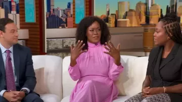 Scanlan Theodore Silk Cocktail Dress worn by Ericka Souter as seen in Good Morning America on September 11, 2025