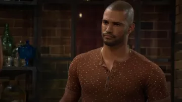 John Varvatos Cabras Henley in Hazlenut worn by Holden Novak (Nathan Owens) as seen in The Young and the Restless on September 5, 2025