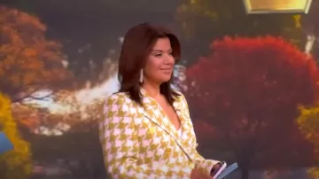 L'Agence Marie Houndstooth Tweed Double Breasted Blazer worn by Ana Navarro as seen in The View on September 12, 2025