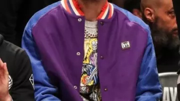 Blue And Purple Bomber Jacket worn by Ben Simmons in NBA Brooklyn Nets