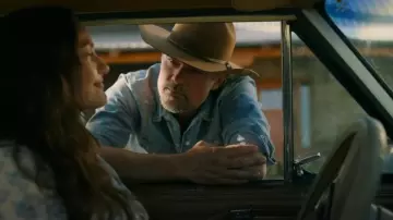 Ralph Lauren Distressed Denim Western Shirt worn by Staten Kirkland (Josh Duhamel) as seen in Ransom Canyon (S01E09)