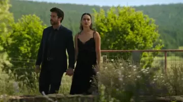 Farm Rio Black Richelieu Velvet Slip Dress worn by Ellie Estevez (Marianly Tejada) as seen in Ransom Canyon (S01E10)