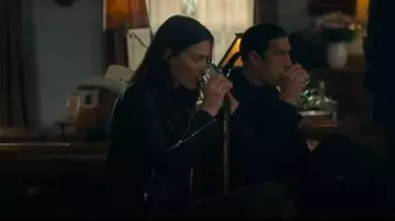 AllSaints Dalby Leather Jacket worn by Angie O'Grady (Lauren Glazier) as seen in Ransom Canyon (S01E10)