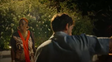 Reiss Ivory/Burgundy Hanna Printed Front Split Midi Dress worn by Isabella (Tanya Moodie) as seen in The Girlfriend (S01E02)