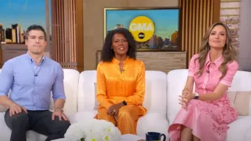 Lace The Label Pleated Wide-Leg Jacquard Jumpsuit worn by Janai Norman as seen in Good Morning America on September 15, 2025