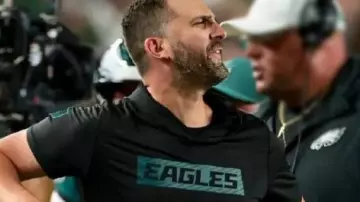 Philadelphia Eagles Black Hoodie T-Shirt worn by Nick Sirianni in Eagles Nick Sirianni Live Press Conference | Today at 3:15p